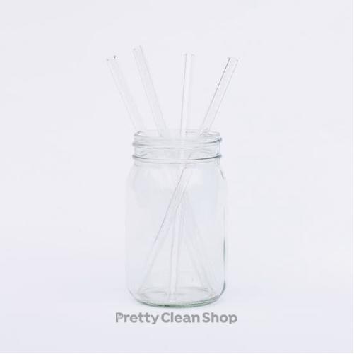 Glass Straws - Straight Drink Pretty Clean Shop Set of 4 Prettycleanshop