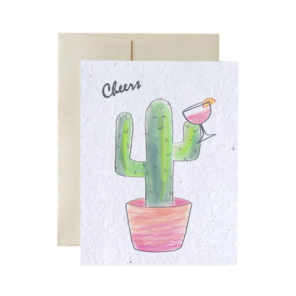 Greeting Cards - Plantable Seed Paper - Birthday Living FlowerInk Cactus Prettycleanshop
