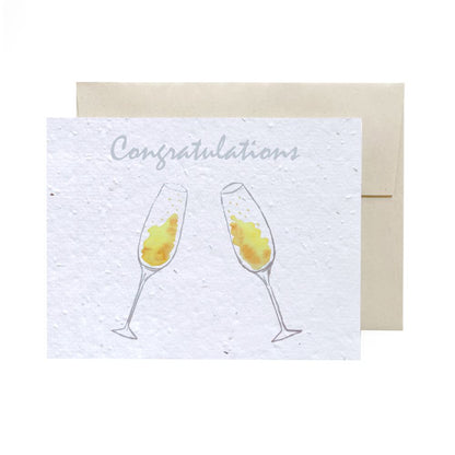 Greeting Cards - Plantable Seed Paper - Congratulations Living FlowerInk Champagne Prettycleanshop