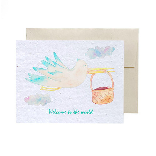 Greeting Cards - Plantable Seed Paper - Mom/Dad/Baby Living FlowerInk Welcome Baby Prettycleanshop