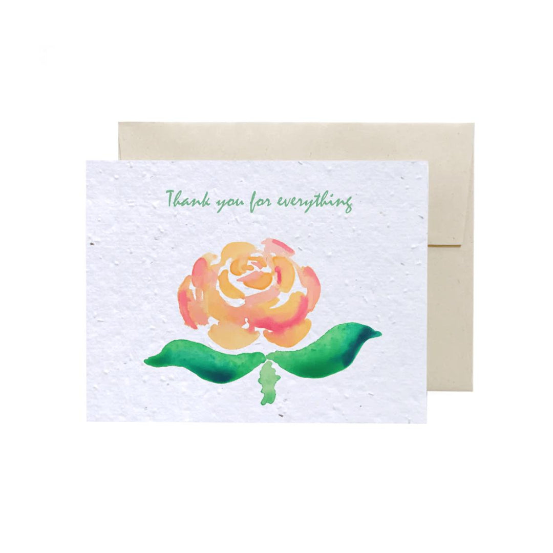 Greeting Cards - Plantable Seed Paper - Thank You Living FlowerInk Rose Thank you for everything Prettycleanshop