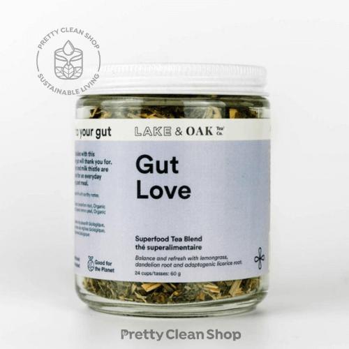 Gut Love by Lake & Oak Tea Co. Wellness Lake & Oak 24 cups in glass jar Prettycleanshop