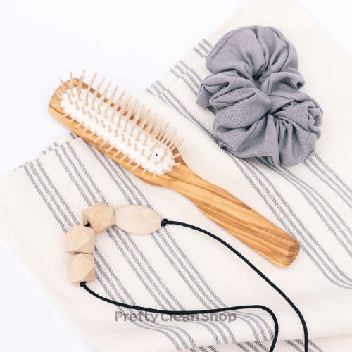 Hairbrush Olivewood Rectangular with Hornbeam Pins by Redecker Hair Redecker Prettycleanshop