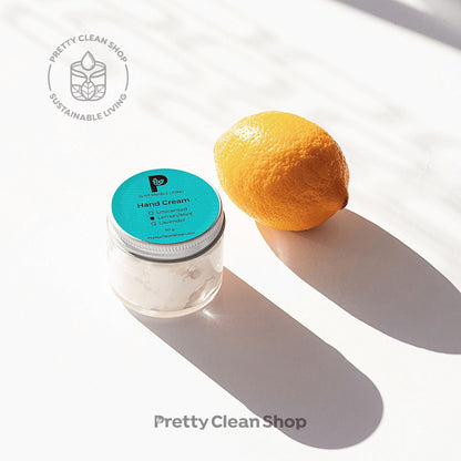 Hand Cream Bath and Body Pretty Clean Living 60ml RETURNABLE glass jar includes $1.25 deposit / Lemon Mint Prettycleanshop