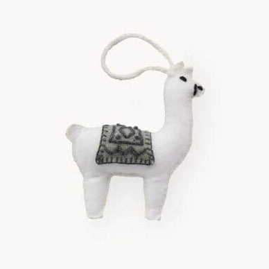 Hand Embroidered Ornament - Alpaca Friend - White Holiday Pokoloko Prettycleanshop