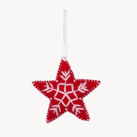 Hand Embroidered Ornament - Red Star Holiday Pokoloko Prettycleanshop