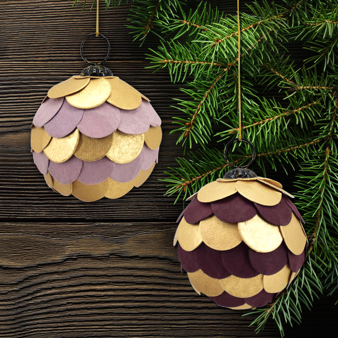 Handmade Ball Ornaments - 100% Recycled Cotton Paper Set of 6 - by PaperSpree Holiday PaperSpree Prettycleanshop