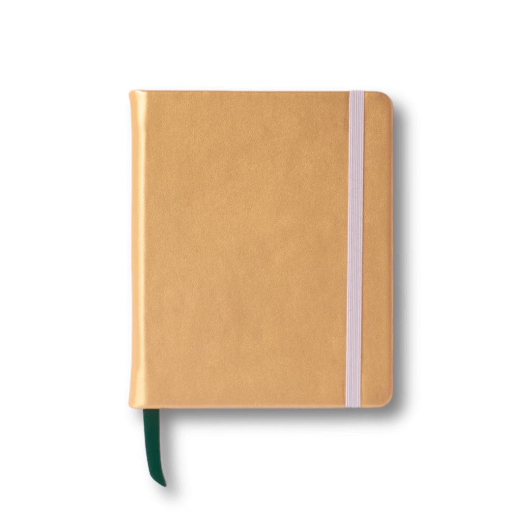 Handmade Hard Cover Vegan Leather Notebook Living Catalina Sanchez Gold - Pocket Prettycleanshop