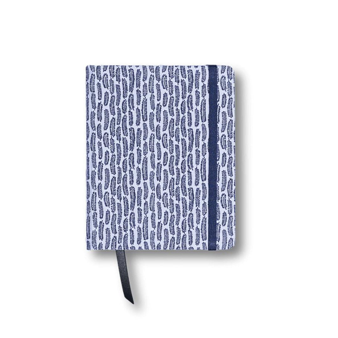 Handmade Hardcover Fabric Notebook Living Catalina Sanchez Blue Feathers - Pocket Prettycleanshop