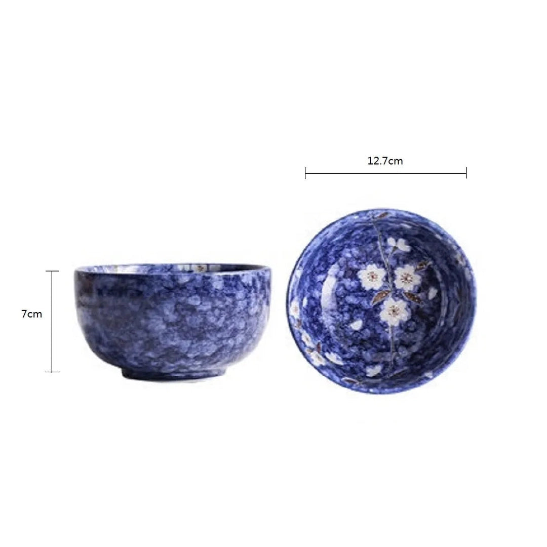 Mino Yaki Blue Sakura Japanese Porcelain Small Bowl