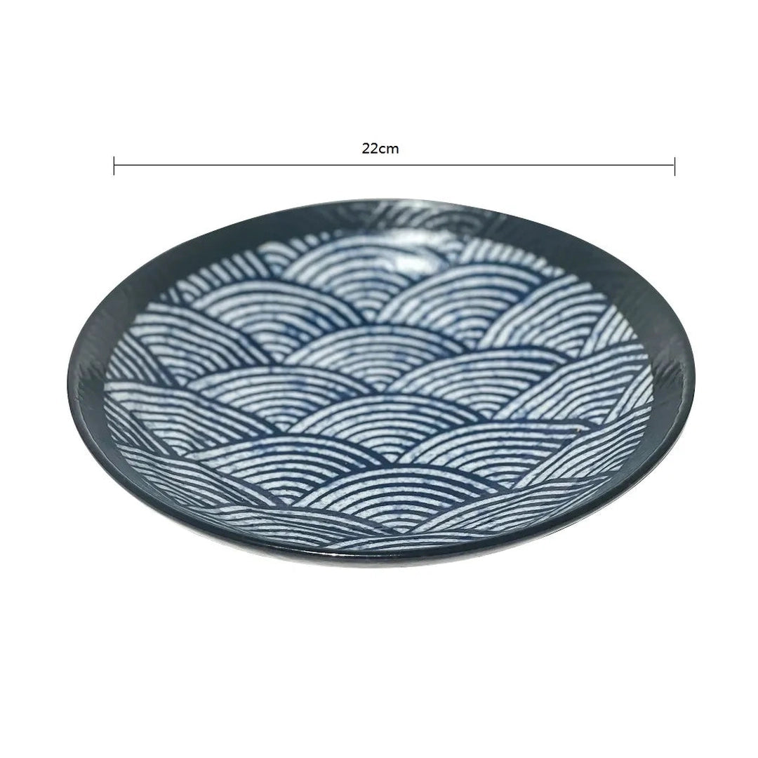 Mino Yaki Wave Qing Hai Bo Japanese Porcelain Plate
