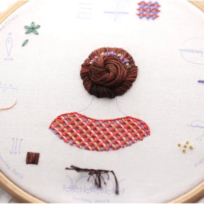 Embroidery Stitch Sampler - Floral Bun Arts & Crafts Kiriki Press Prettycleanshop