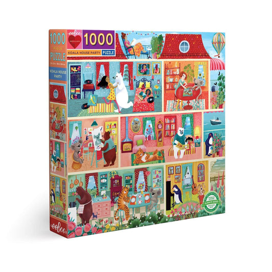 Koala House Party 1000 Piece Square Puzzle by eeBoo Games Eeboo Prettycleanshop