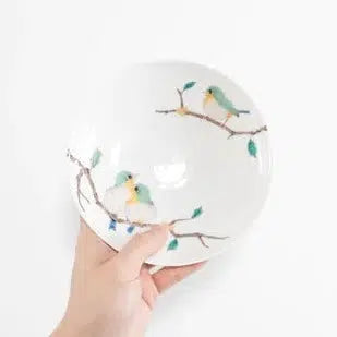 Kutani Ware Green Bird Japanese Porcelain Deep Plate Kitchen Japanese Porcelain Single Dish Prettycleanshop