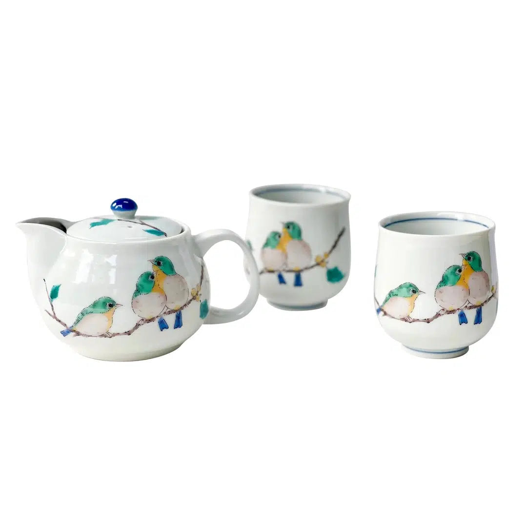 Kutani Ware Green Bird Japanese Porcelain Tea Set-Japanese Porcelain-Prettycleanshop