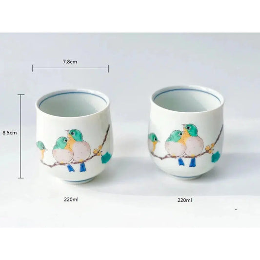 Kutani Ware Green Bird Japanese Porcelain Teacup Kitchen Japanese Porcelain Prettycleanshop