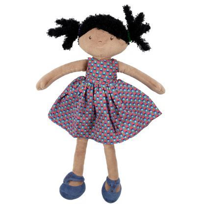 Leota - Black Hair Bonikka Doll in Printed Dress Kids Tikiri Toys Prettycleanshop