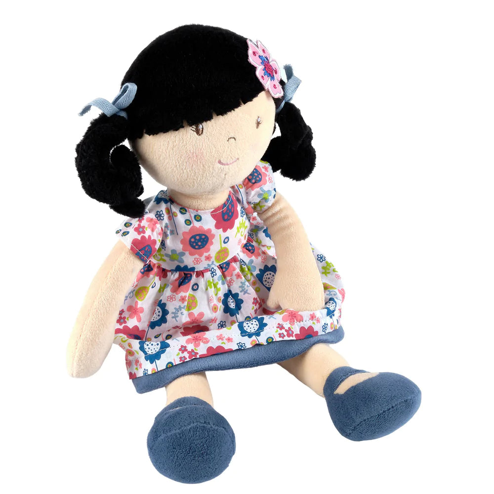 Lilac - Black Hair Bonikka Doll in Blue Floral Dress Kids Tikiri Toys Prettycleanshop