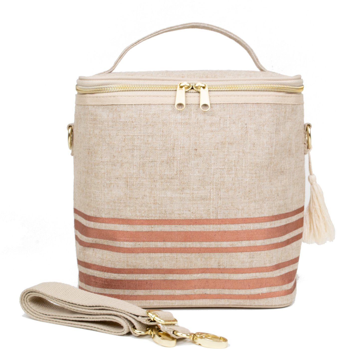 Linen Lunch Poche Bag - Rose Gold Stripe on the go SoYoung Prettycleanshop