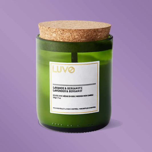 Luvo Wooden Wick & Coconut Wax Candle - Lavender & Bergamot Living Luvo Candles Prettycleanshop