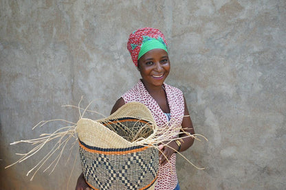 African Market Shopping Basket - Yellow & Orange Living Mamaa Trade Prettycleanshop
