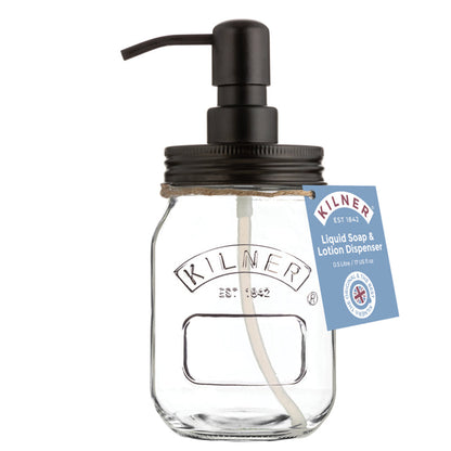 Mason Jar with Pump Dispenser for Liquid Soap or Lotion - 500ml Cleaning Kilner Prettycleanshop