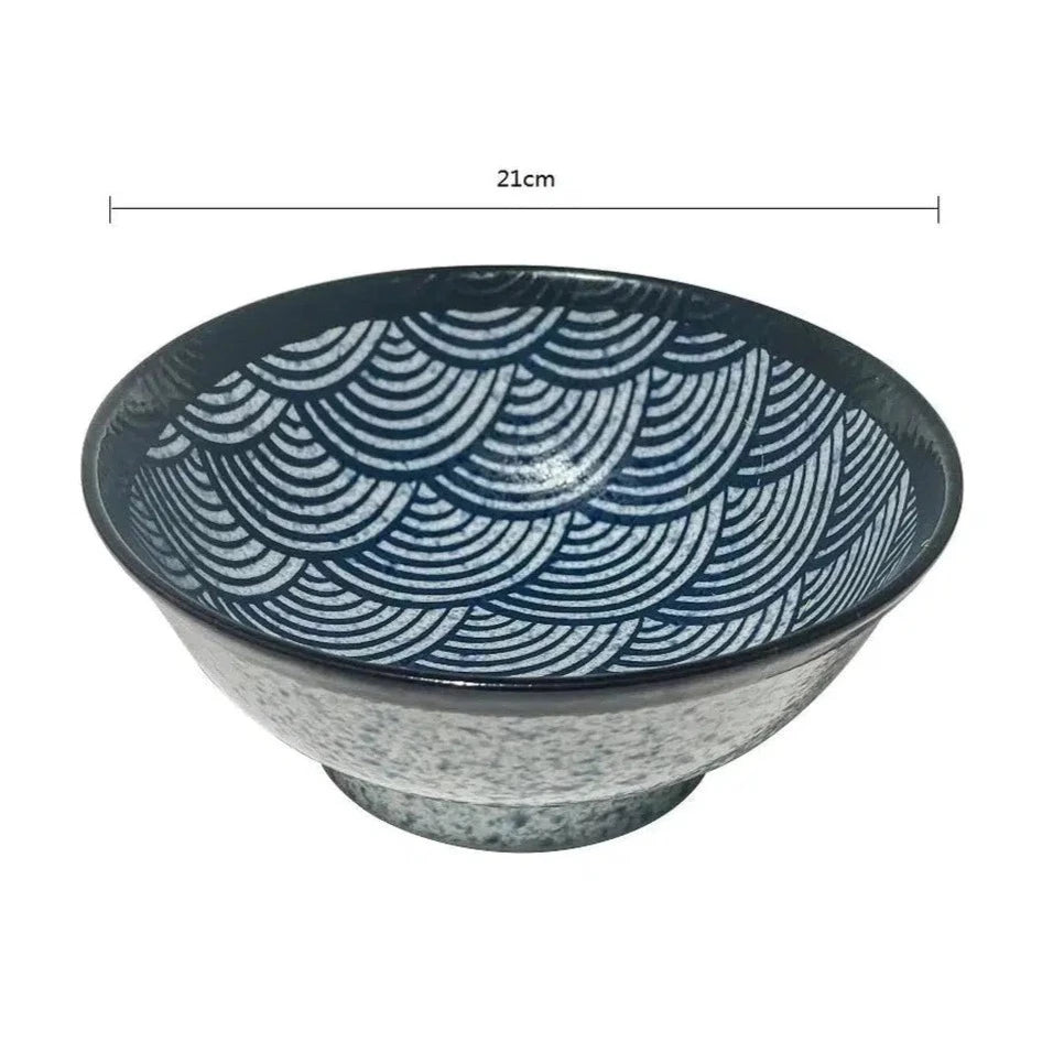 Mino Yaki Qing Hai Bo Japanese Porcelain Big Soup Bowl-Japanese Porcelain-Prettycleanshop