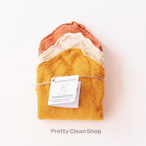 Multi-Purpose Cleaning Cloths - Natural + Mustard + Brick - by Redecker Cleaning Redecker Prettycleanshop