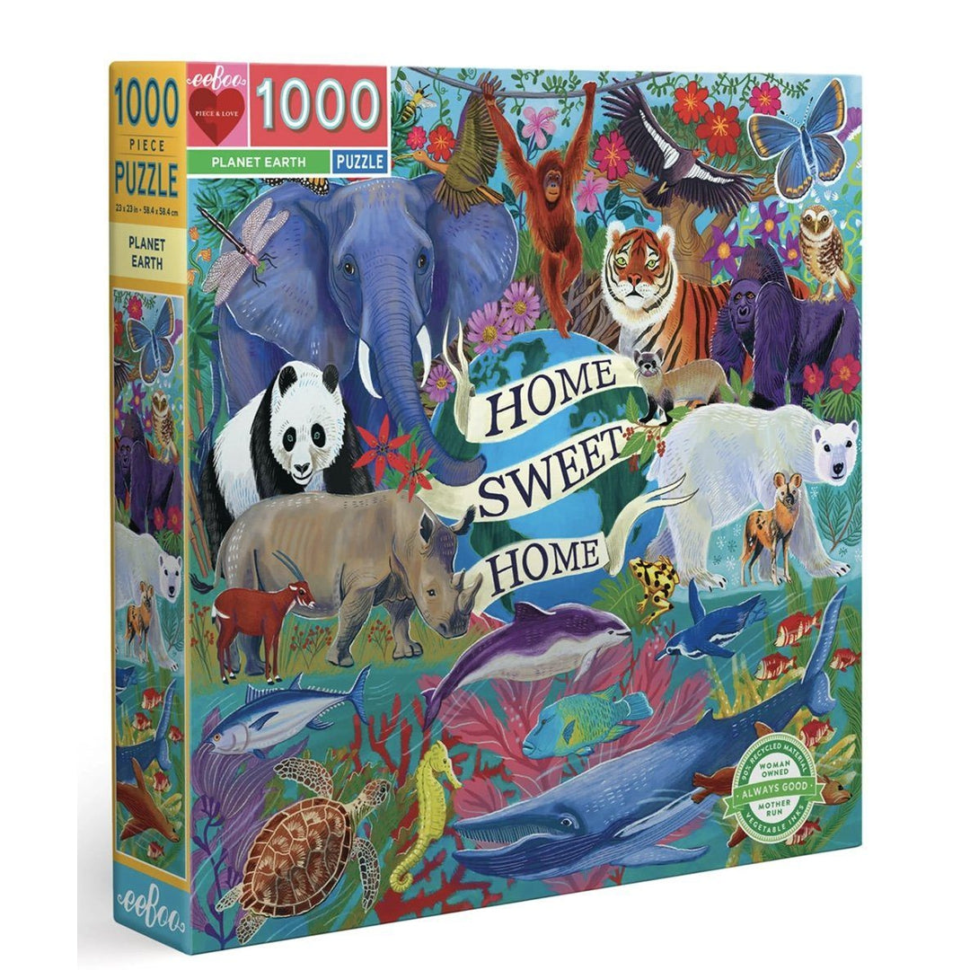Planet Earth Home Sweet Home 1000 Piece Square Puzzle by eeBoo Games Eeboo Prettycleanshop