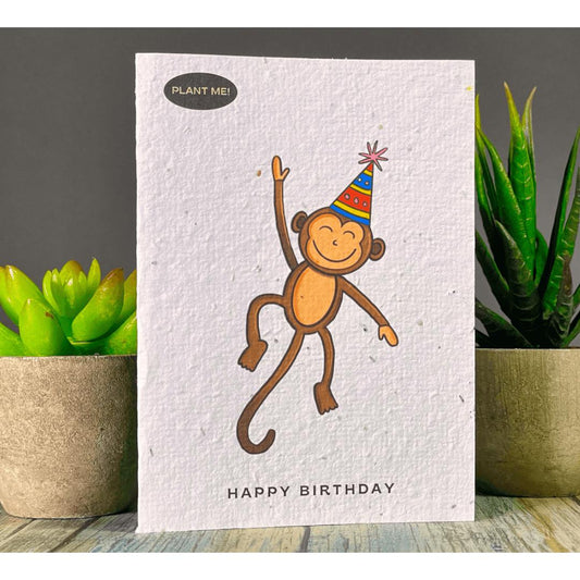 Plantable Greetings Cards - Happy Birthday Living Plantable Greetings Happy Birthday - monkey Prettycleanshop