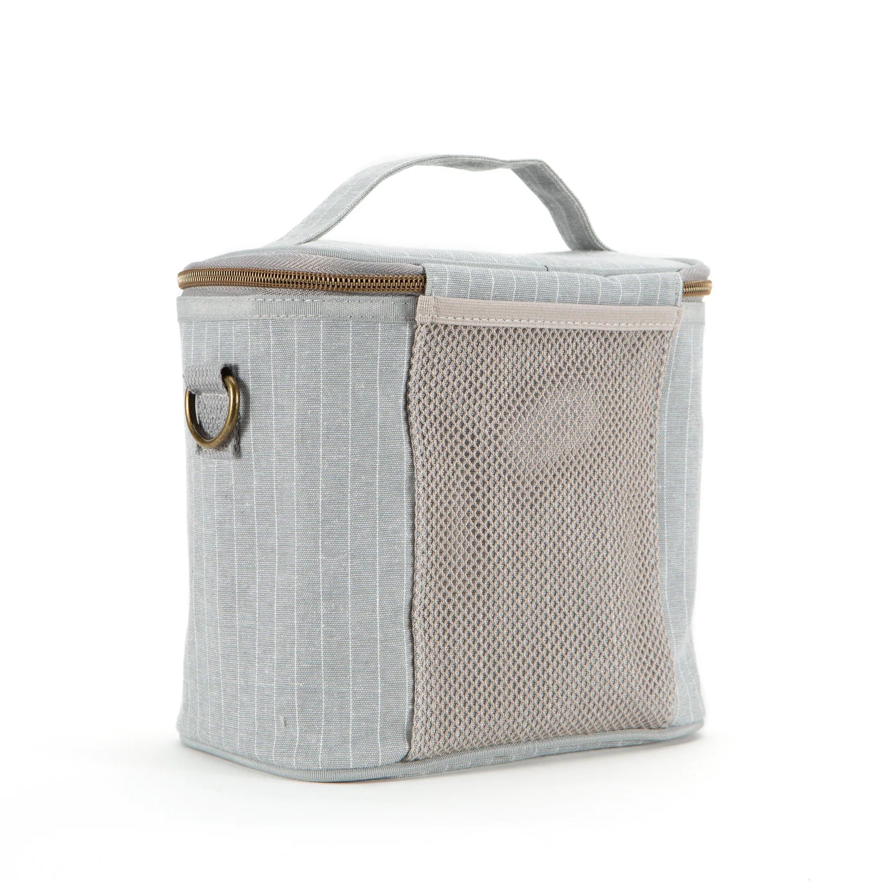 Linen Lunch Poche Bag - Pinstripe Heather Grey PETITE by So Young on the go SoYoung Prettycleanshop