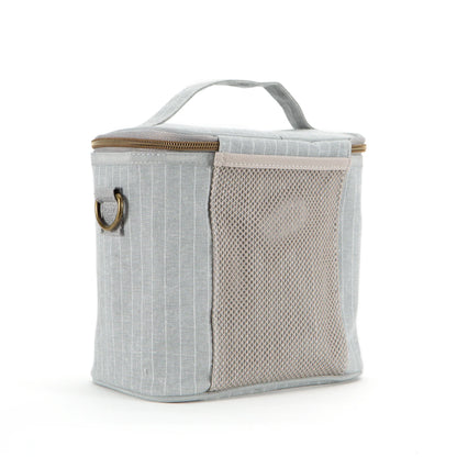 Linen Lunch Poche Bag - Pinstripe Heather Grey PETITE by So Young on the go SoYoung Prettycleanshop