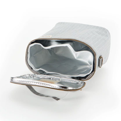 Linen Lunch Poche Bag - Pinstripe Heather Grey PETITE by So Young on the go SoYoung Prettycleanshop