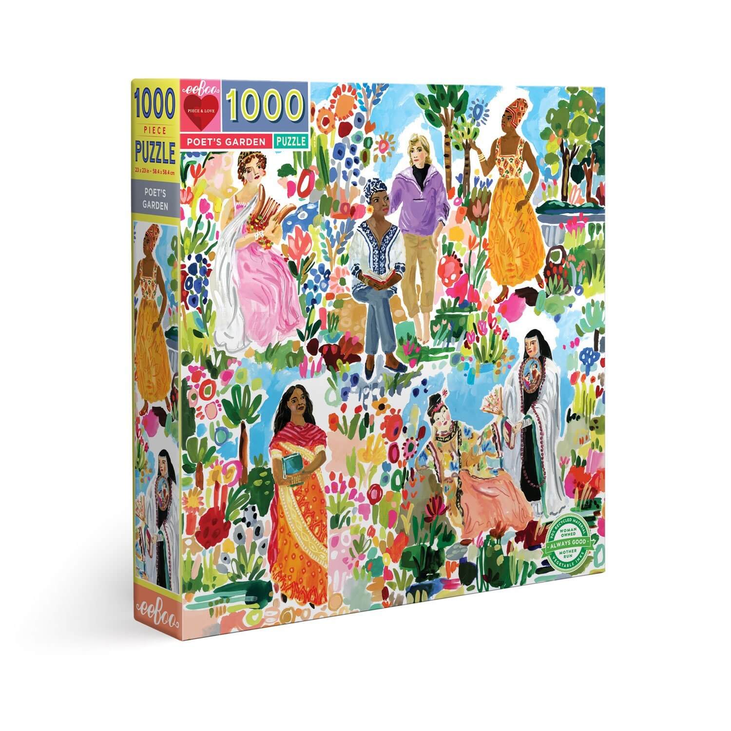 Poet's Garden 1000 Piece Square Puzzle by eeBoo Games Eeboo Prettycleanshop