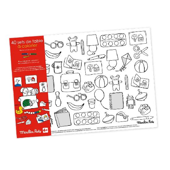 Colouring Placemats Popipop - set of 40 by Moulin Roty Baby and Kids Moulin Roty Prettycleanshop