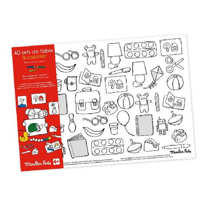 Colouring Placemats Popipop - set of 40 by Moulin Roty Baby and Kids Moulin Roty Prettycleanshop