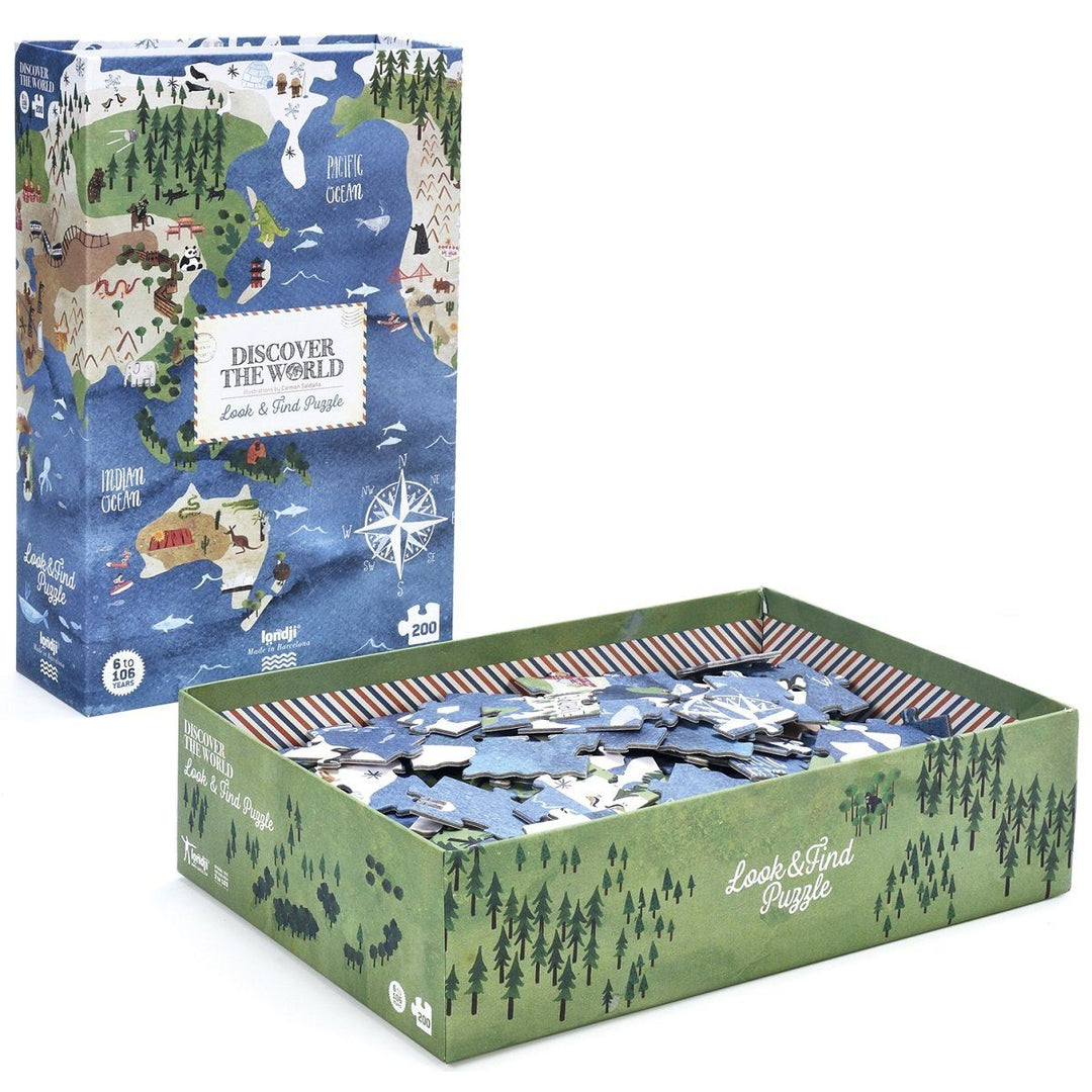 Puzzle & Observation Cards Discover the World 200pc by LONDJI Kids Londji Prettycleanshop