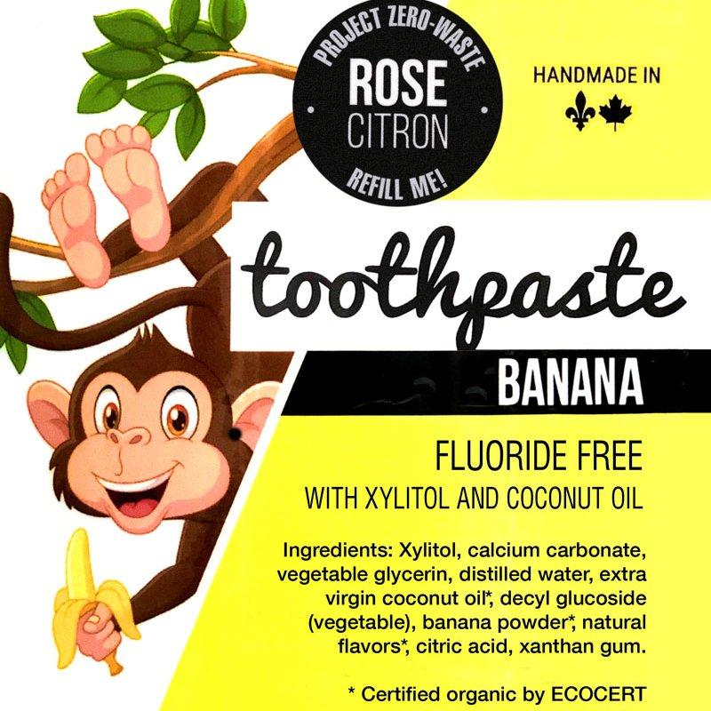 Refillable Toothpaste - Banana Oral Care Rose Citron Prettycleanshop