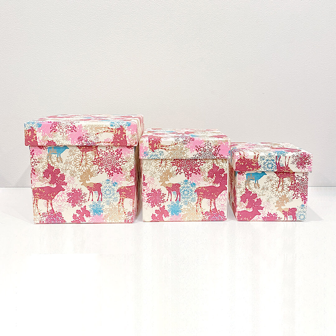 REINDEER Handmade Gift Boxes Recycled Cotton Paper by PaperSpree Holiday PaperSpree Prettycleanshop