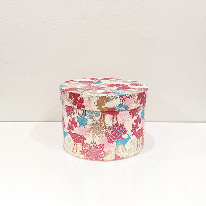 REINDEER Handmade Gift Boxes Recycled Cotton Paper by PaperSpree Holiday PaperSpree Round Medium Prettycleanshop