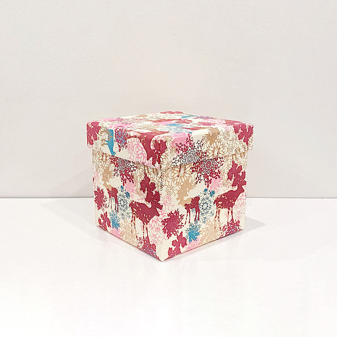 REINDEER Handmade Gift Boxes Recycled Cotton Paper by PaperSpree Holiday PaperSpree Square Medium Prettycleanshop