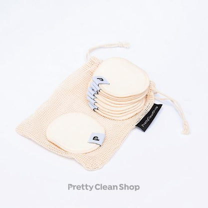 Reusable Facial Cotton Rounds - Natural Skincare Pretty Clean Living Set of 10 + bag Prettycleanshop