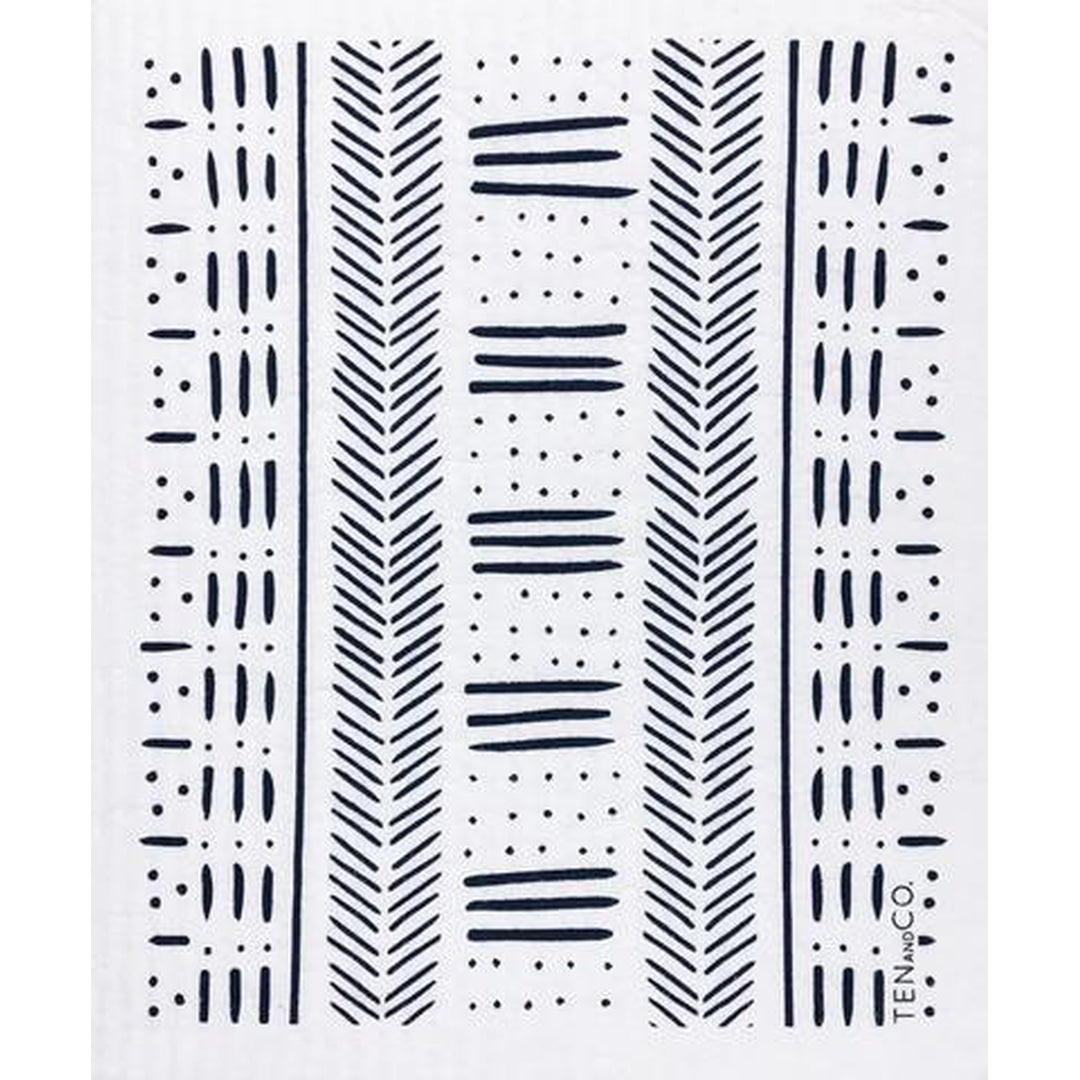 Reusable Swedish Sponge Cloth - Geometric - by Ten & Co Cleaning Ten and Co Mudcloth Black Prettycleanshop