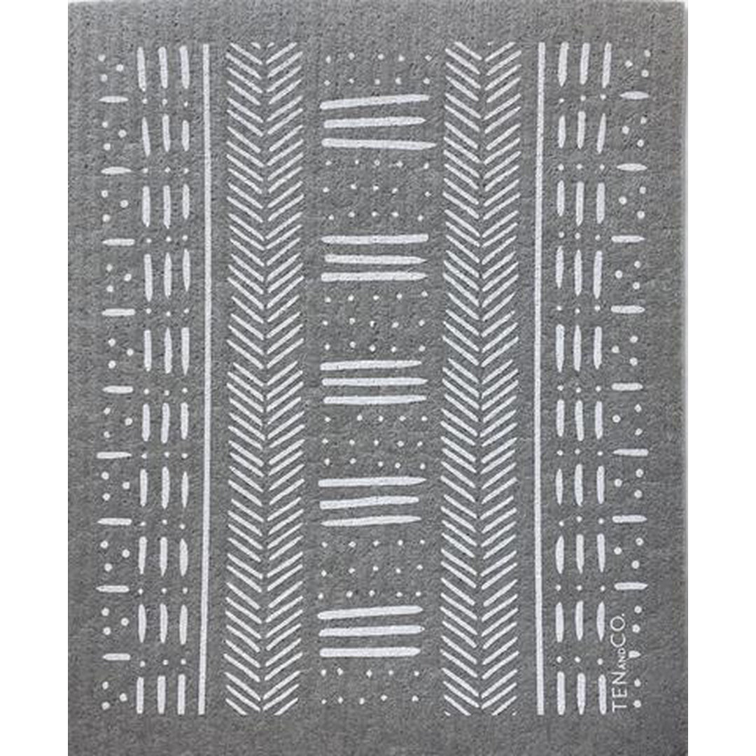 Reusable Swedish Sponge Cloth - Geometric - by Ten & Co Cleaning Ten and Co Mudcloth Grey Prettycleanshop