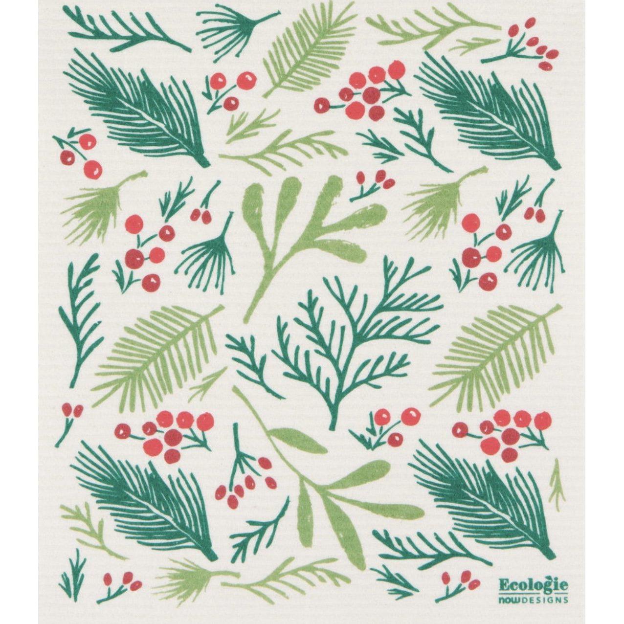 Reusable Swedish Sponge Dish Towel - Bough & Berry - by Ecologie Holiday Now Designs Prettycleanshop