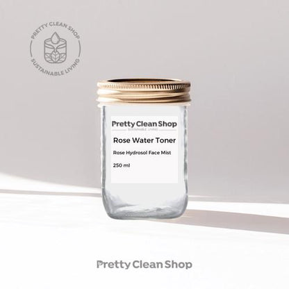 Rose Water Toner DIY Pretty Clean Shop 250ml glass jar (REFILLABLE, includes $1.25 deposit) Prettycleanshop