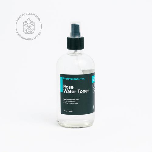 Rose Water Toner DIY Pretty Clean Shop 250ml in glass bottle with sprayer Prettycleanshop
