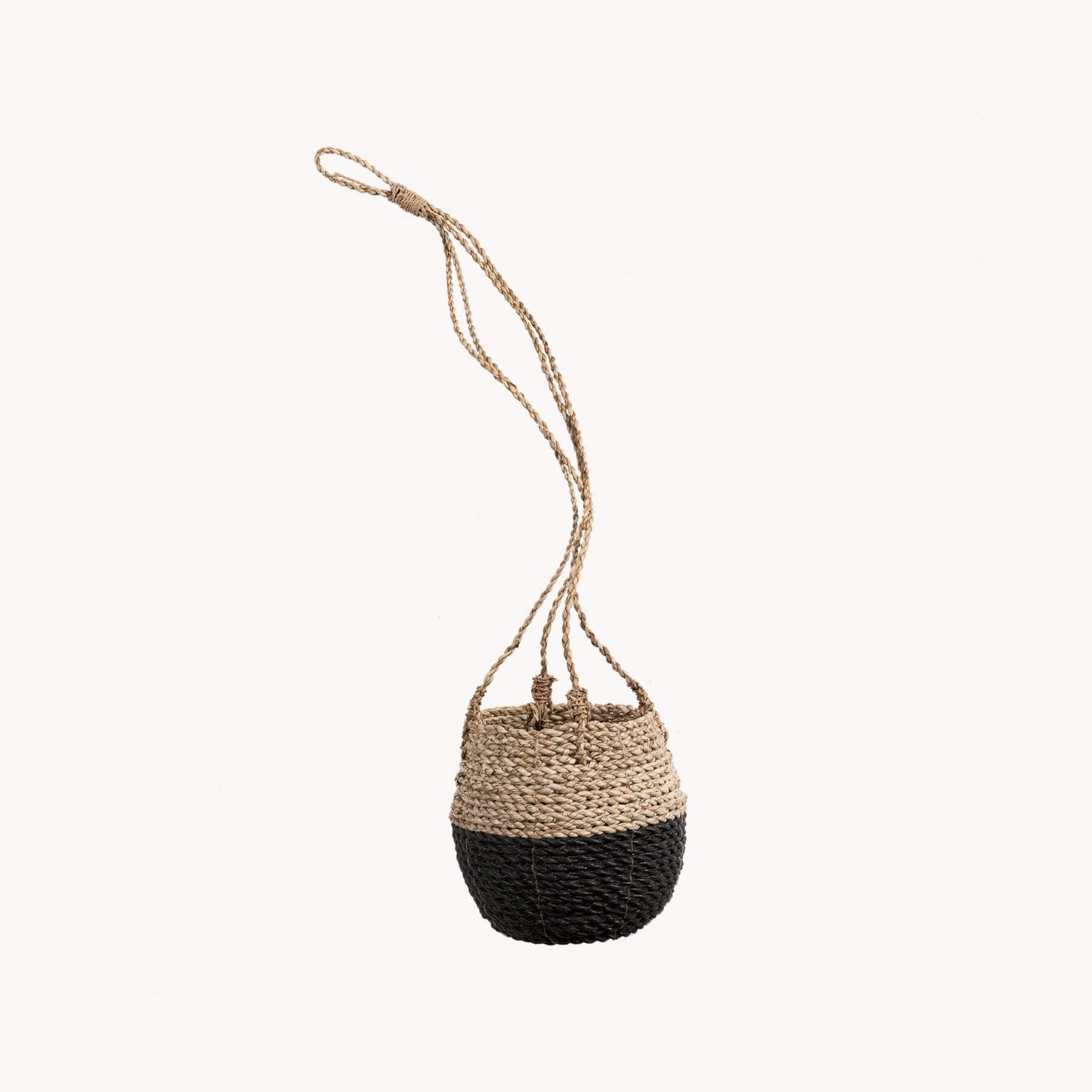 Seagrass Hanging Plant Basket Living Pokoloko Black/Natural Prettycleanshop