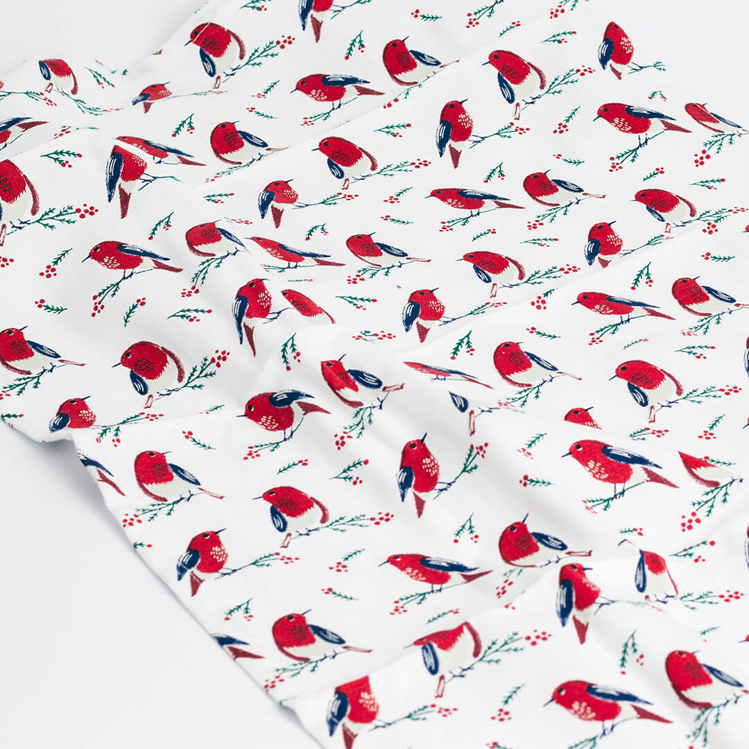 Single Tea Towel 100% Cotton - Tiny Red Bird Holiday Now Designs Prettycleanshop