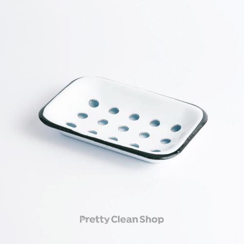 Soap Dish with Tray - Vintage Inspired Enamel Bath and Body Pretty Clean Living White Prettycleanshop
